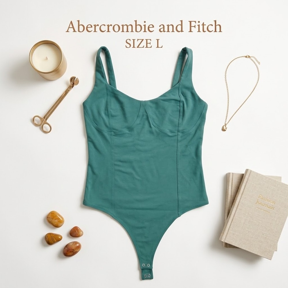 Abercrombie Fitch Corset Bustier Bodysuit Womens L Green Basics